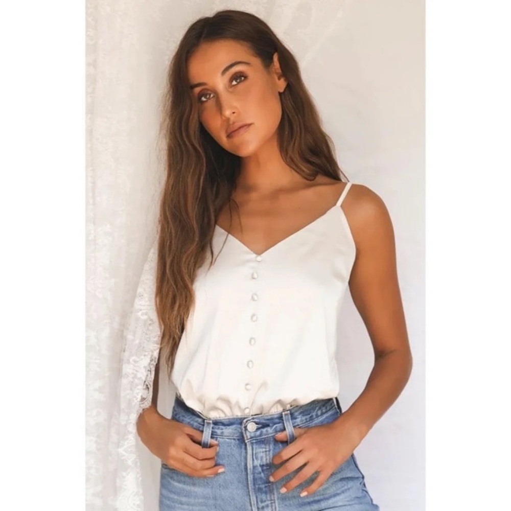 NWT Beige Satin Bodysuit
